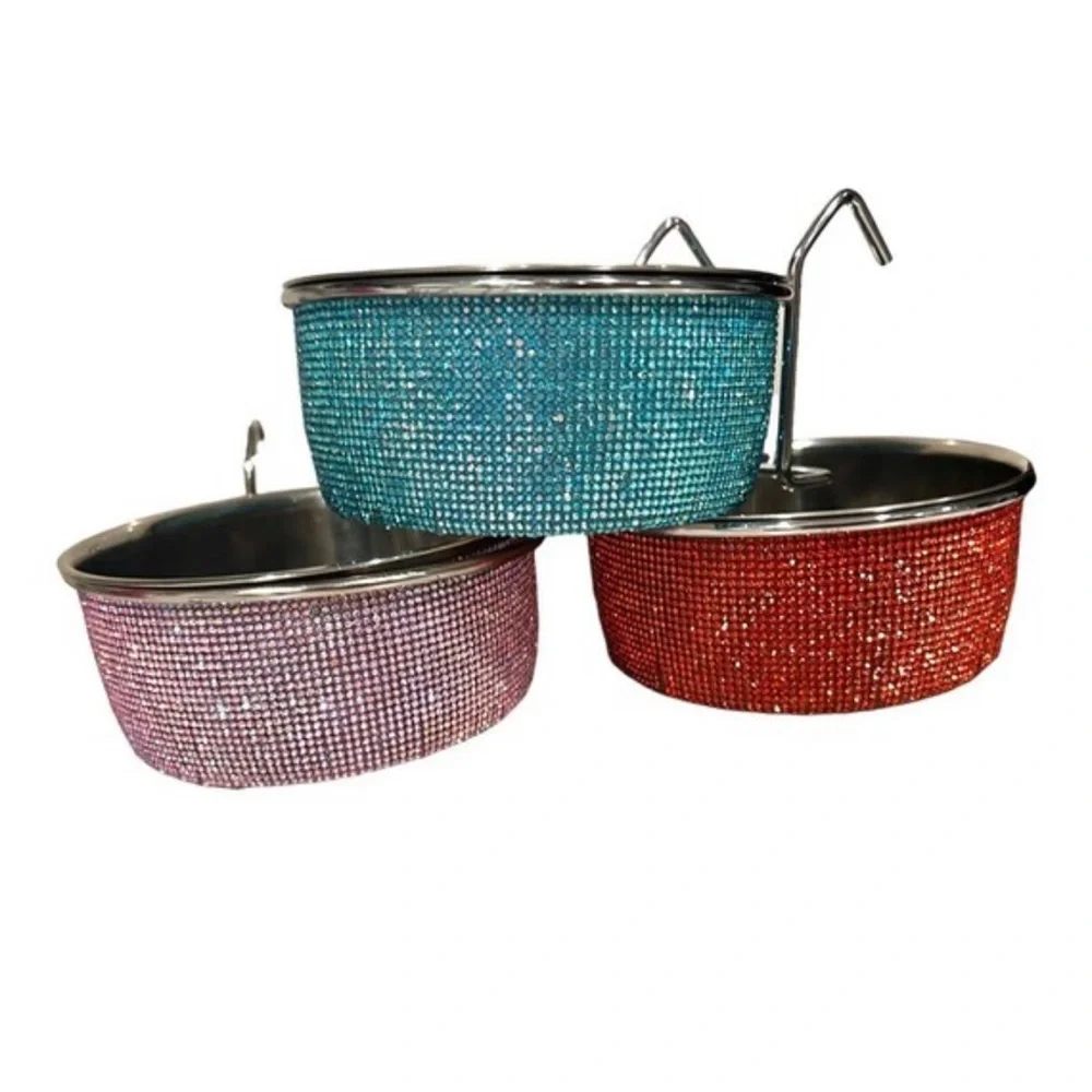 Rhinestone pet bowls, various colors available